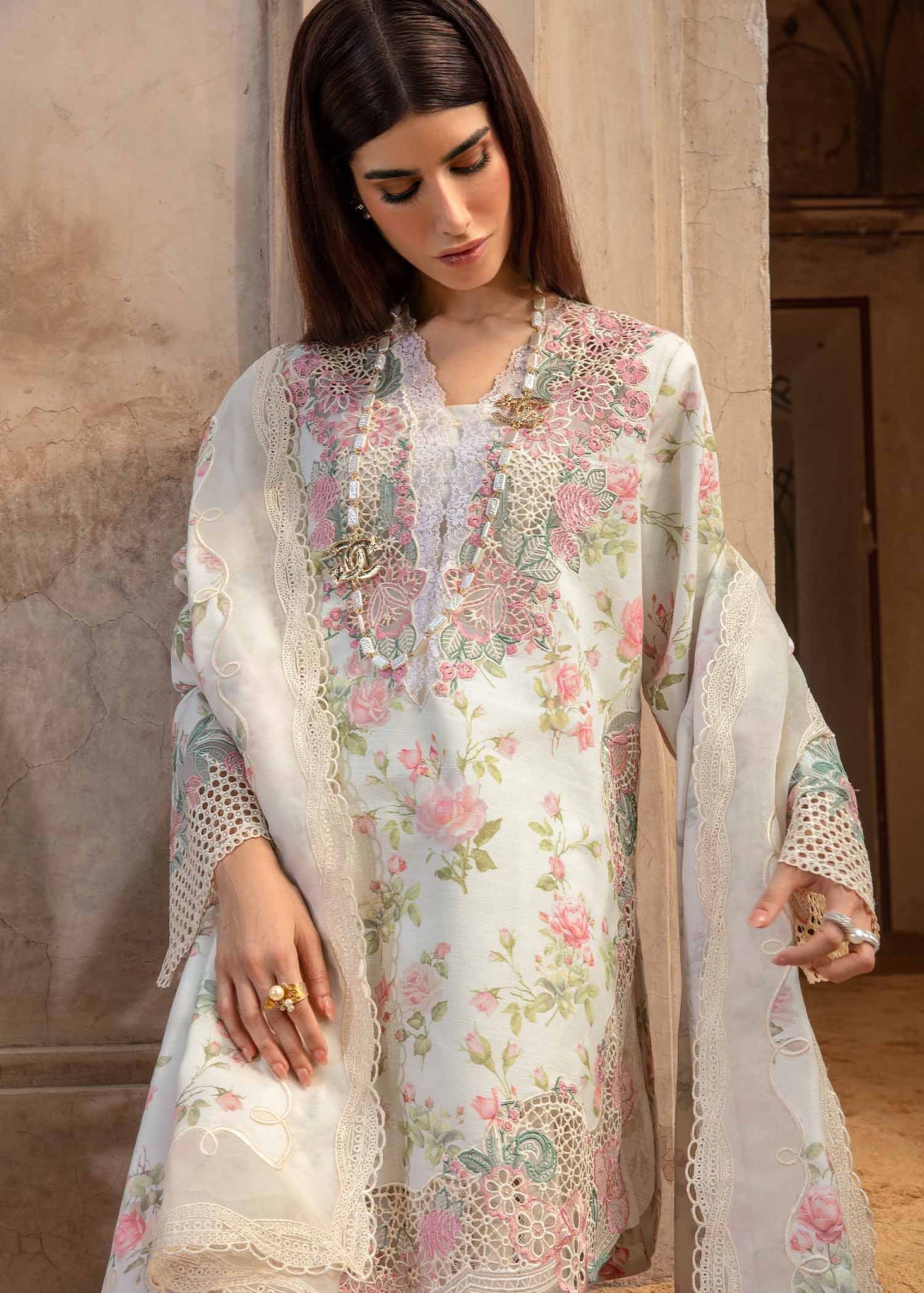 3 Piece - Embroidered Printed Lawn IZ-34 | Nain Preet (Stitched)