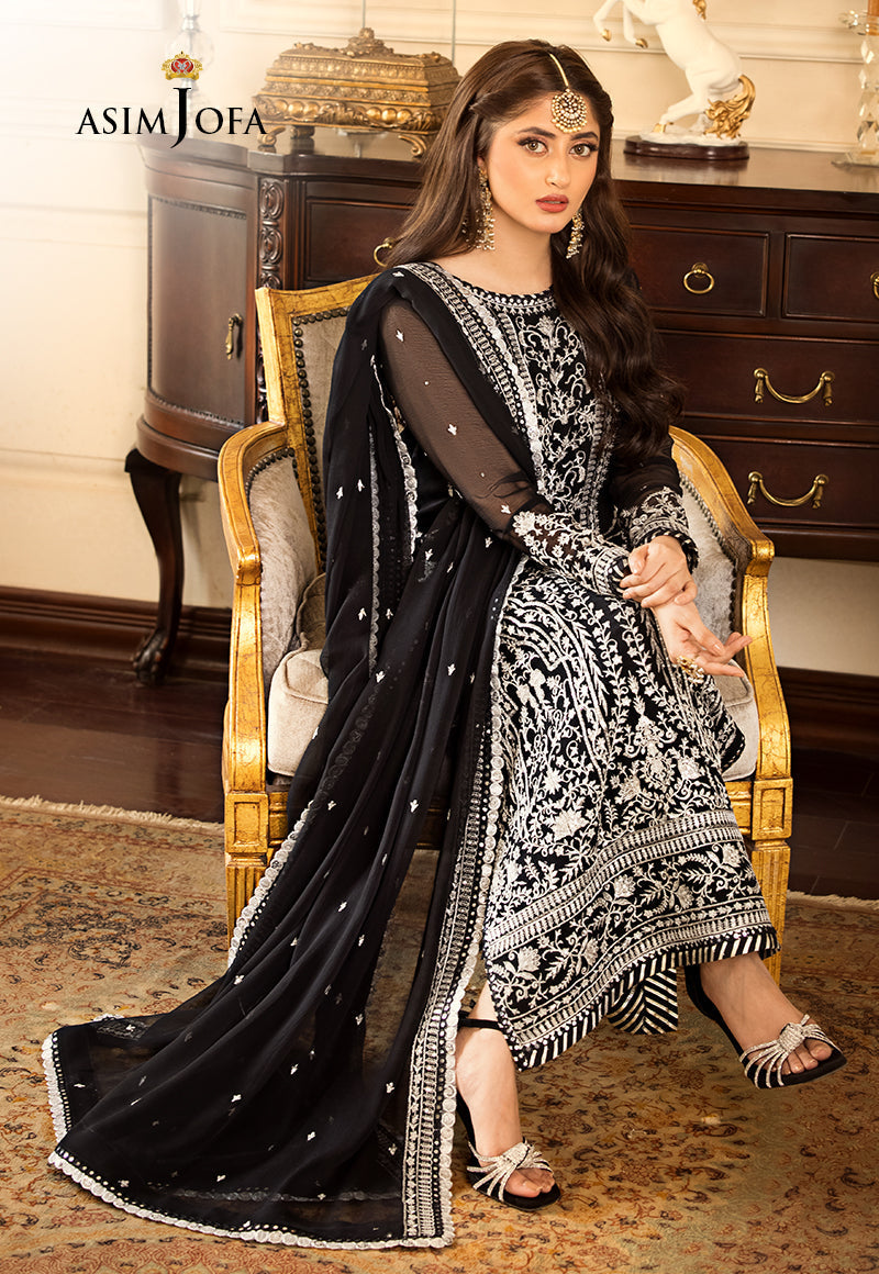 3 Piece - Embroidered Chiffon IZ-49 | Asim Jofa (Stitched)