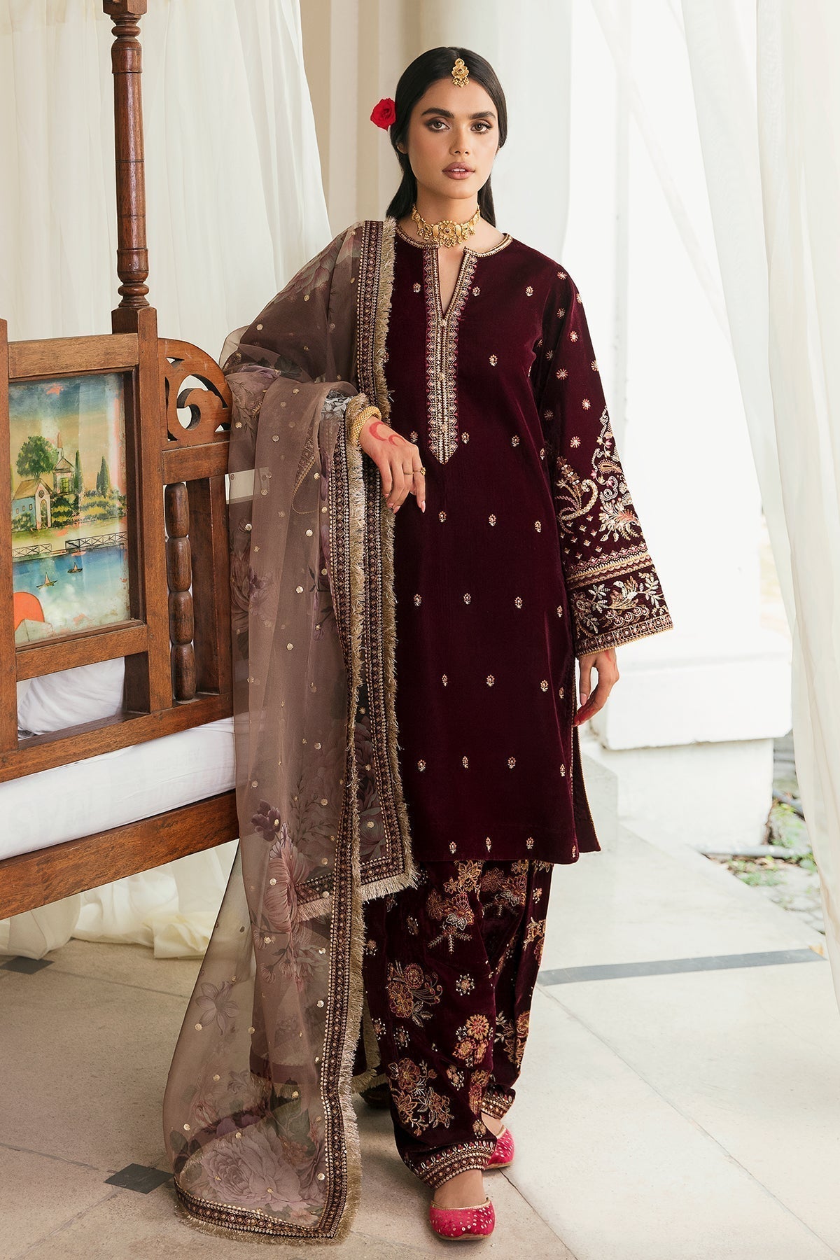 Embroidered Velvet IZ-121 | Baroque (Stitched)