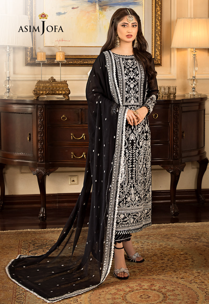 3 Piece - Embroidered Chiffon IZ-49 | Asim Jofa (Stitched)