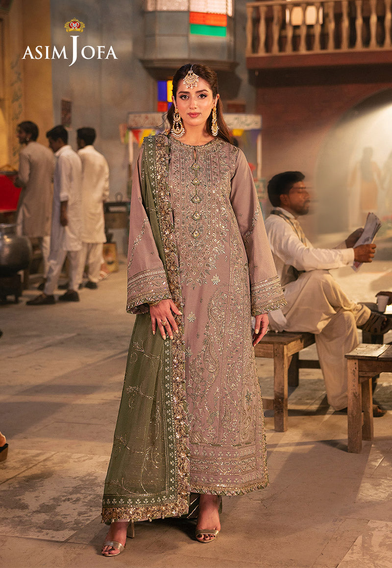 3 Piece - Embroidered Twisted Silk IZ-19 | Asim Jofa (Stitched)