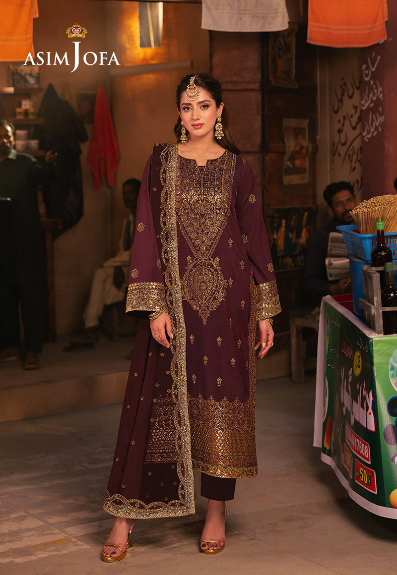 3 Piece - Embroidered Chiffon IZ-01 | Asim Jofa (Stitched)