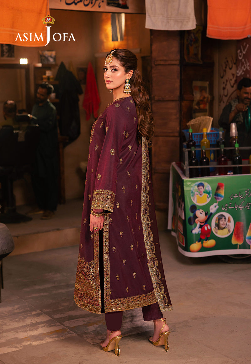 3 Piece - Embroidered Chiffon IZ-01 | Asim Jofa (Stitched)