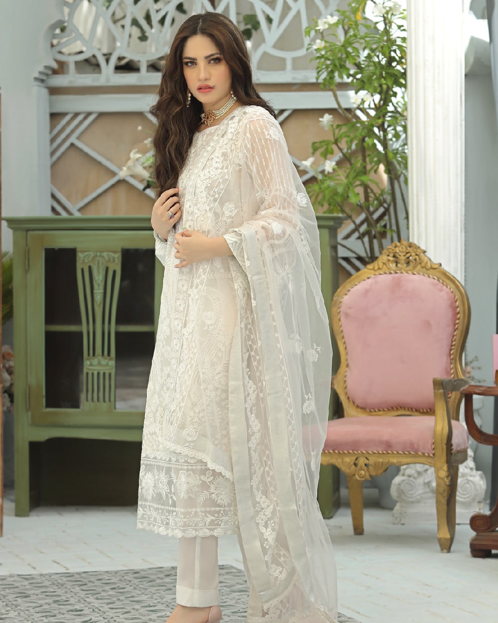 3 Piece - Sequins Embroidered Organza IZ-44 | Daud Abbas (Stitched)