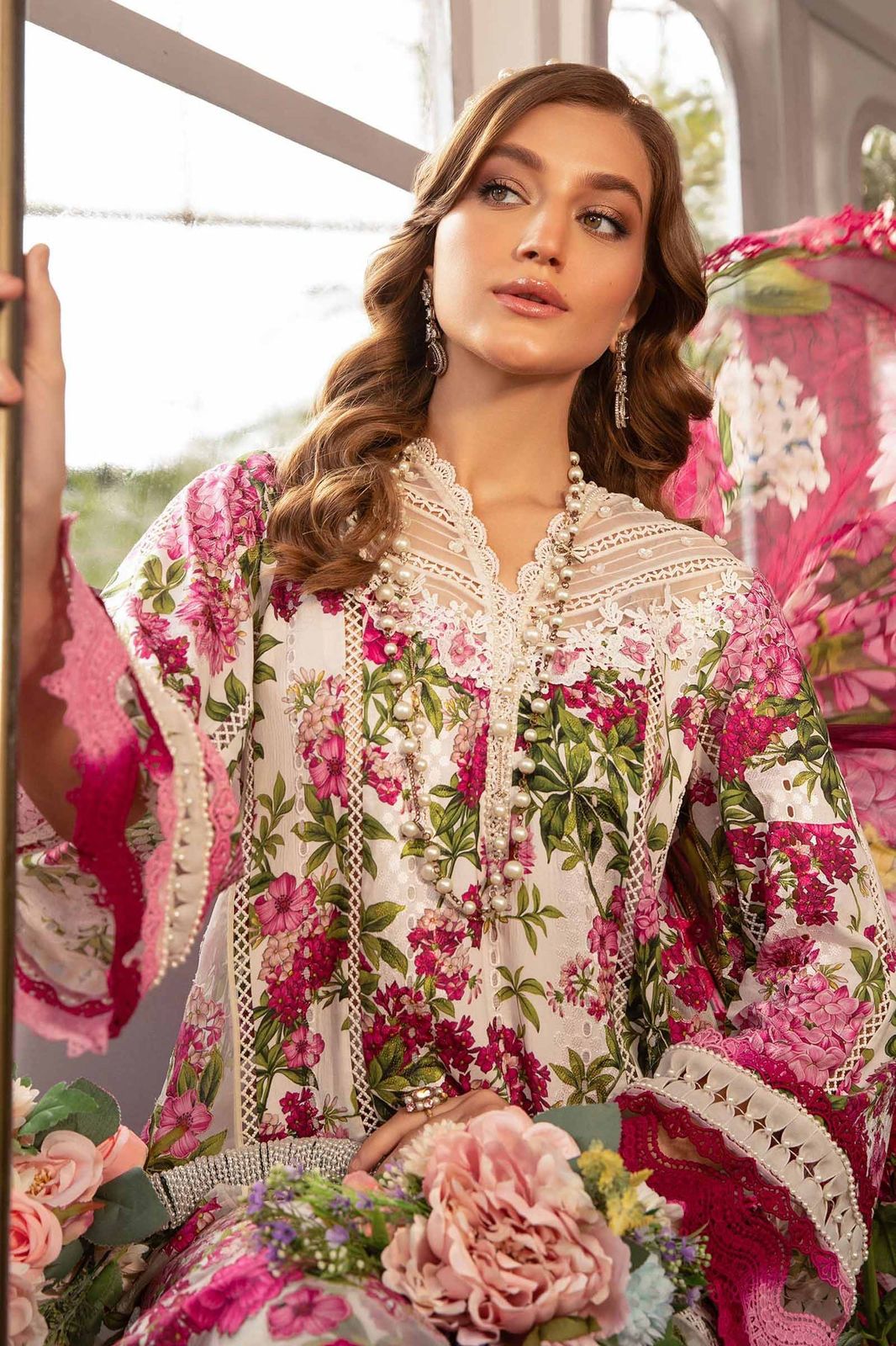 3 Piece - Embroidered Printed Lawn IZ-28 | Maria.B (Stitched)