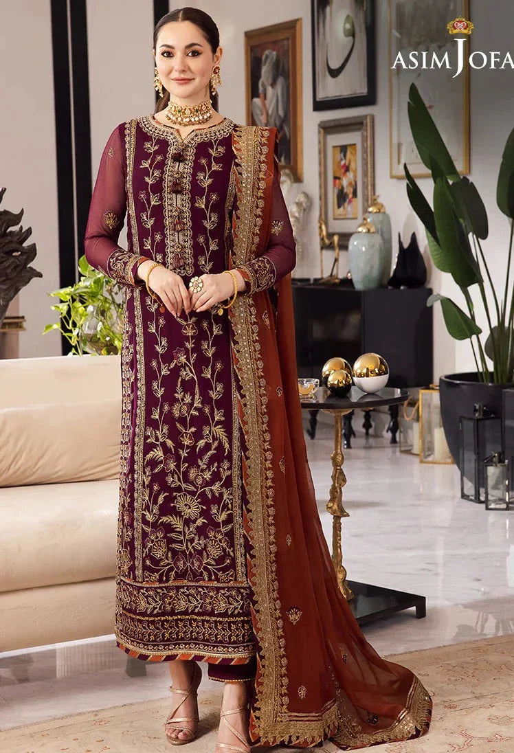 3 Piece - Embroidered Chiffon IZ-42 | Asim Jofa (Stitched)